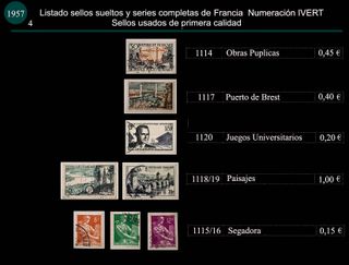 Sellos de Francia del año 1957 Usados