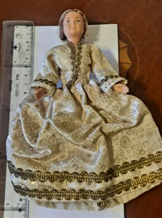 Antigua Muñeca Francesa Vestido Brocado