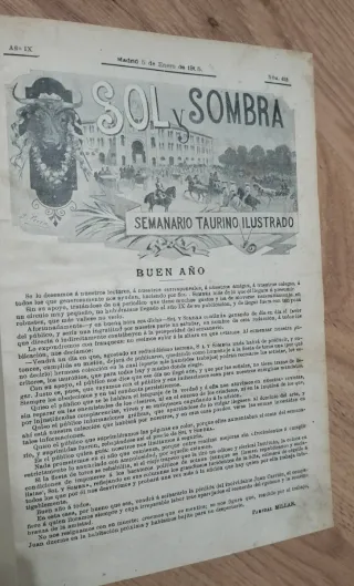 SOL Y SOMBRA 1905 COMPLETO - TAUROMAQUIA - LIBRO