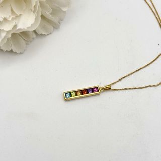 Collar de oro 18kt con gemas de colores