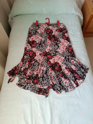 Falda larga estampada multicolor
