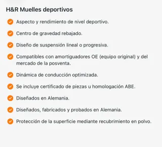 Muelles Deportivos H&R (Set de 4 Nuevos sin abrir