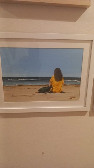 3 tele in acrilico donne sulla spiaggia