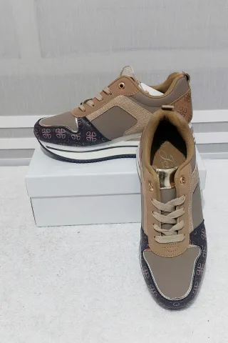 Zapatillas Deportivas Mujer Talla 40 Marrón y Beig