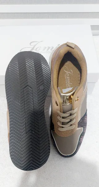 Zapatillas Deportivas Mujer Talla 40 Marrón y Beig
