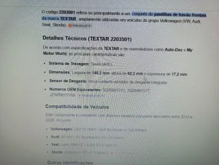 Jogo de calços de travão frente Textar novos.