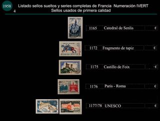 Sellos de Francia años 1958 y 1959 Usados