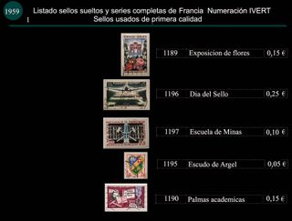Sellos de Francia años 1958 y 1959 Usados