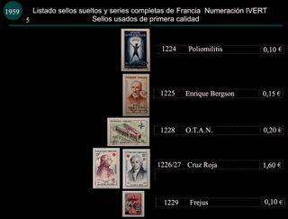 Sellos de Francia años 1958 y 1959 Usados