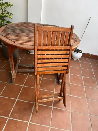 Mesa y Silla Terraza Madera