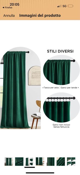 Tende oscuranti Joydeco in velluto verde