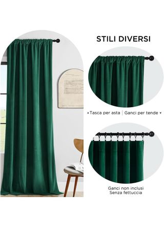 Tende oscuranti Joydeco in velluto verde