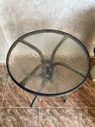 Mesa redonda cristal y metal exterior