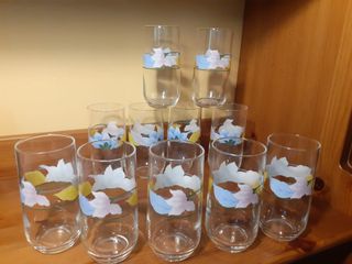 11 Vasos Arcopal Decorados Flores