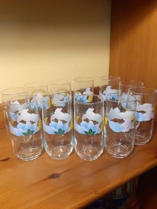 11 Vasos Arcopal Decorados Flores