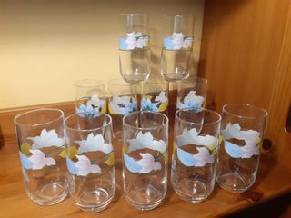 11 Vasos Arcopal Decorados Flores
