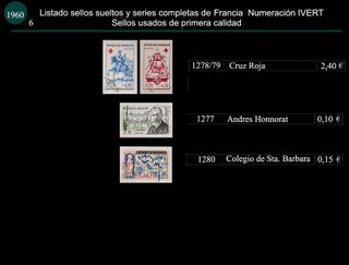 Sellos de Francia año 1960 Usados