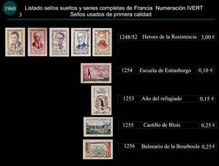 Sellos de Francia año 1960 Usados