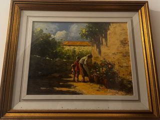 Quadro dipinto su tela con cornice