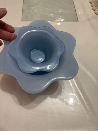 Conjunto 2 Maceteros Cristal opalino Azul