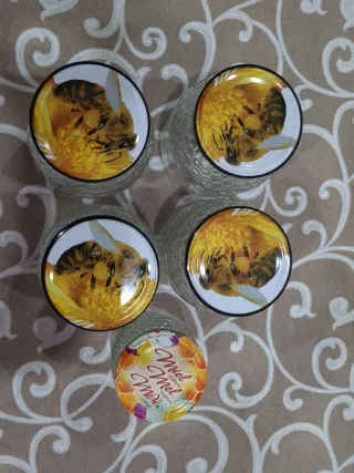 Lote 4 Tarros o botes de cristal de miel