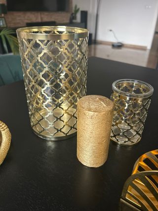 Conjunto Decoración Dorado Serpiente y Velas