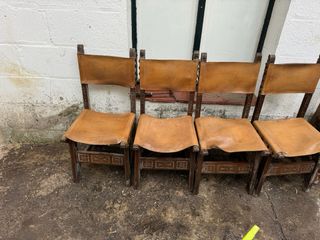 Sillas Castellanas Antiguas Piel y Madera