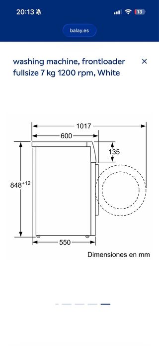 Lavadora Balay Blanca 7kg 1200rpm