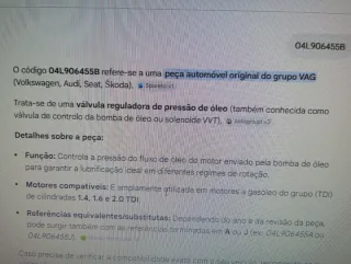 Válvula reguladora pressão óleo original