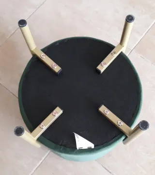 Taburete terciopelo verde con almacenaje,