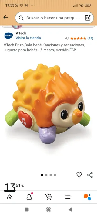 Juguete erizo Vtech para bebé