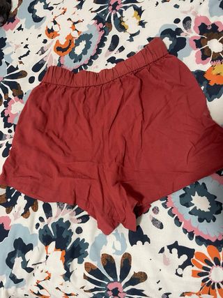 Pull&Bear Pantalones Cortos Lino Rojo Talla M