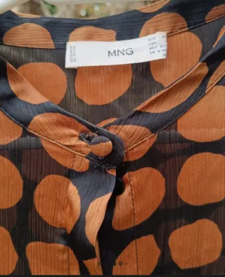 Blusa gasa lunares marrón y negro