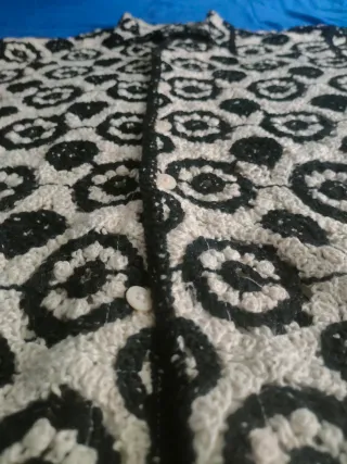 Camisa Crochet Hombre XXL Beige/Negro