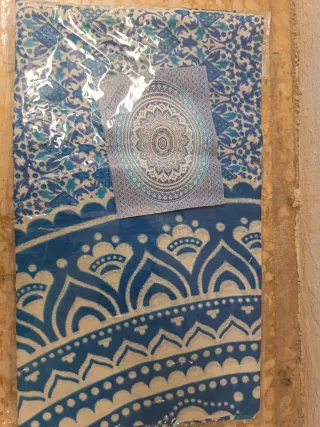 Tapiz Mandala Tela Azul y Rojo