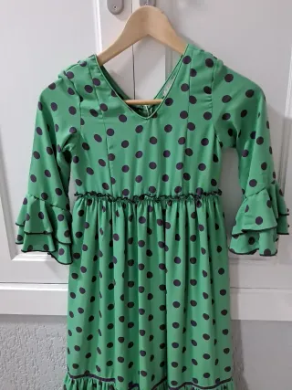Traje Flamenca Niña Polka Verde