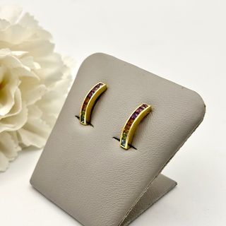 Pendientes Oro 18kt con gemas de colores