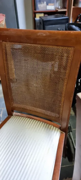 4 Sillas Comedor Madera Rattan