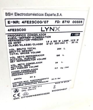 Frigorífico Lynx 254L Blanco