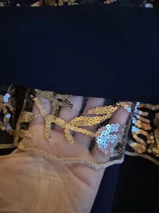 Vestido fiesta lentejuelas azul y dorado