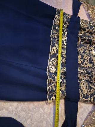 Vestido fiesta lentejuelas azul y dorado