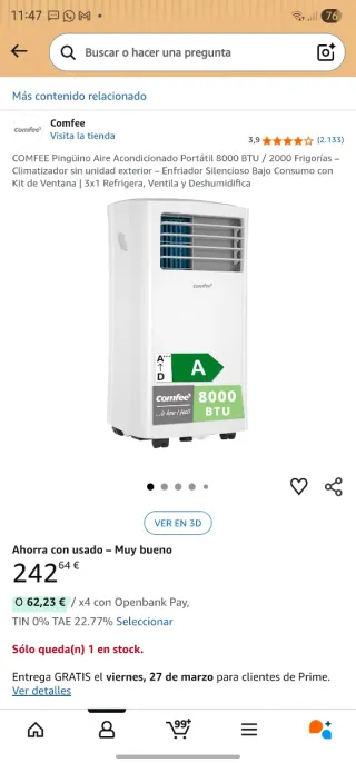 Aire Acondicionado Comfee Portátil