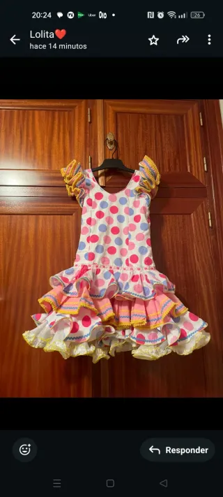 Traje de flamenca niña lunares Talla 6 años