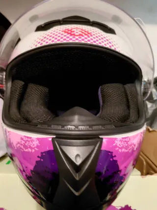 Casco Moto Infantil Diseño Floral Rosa