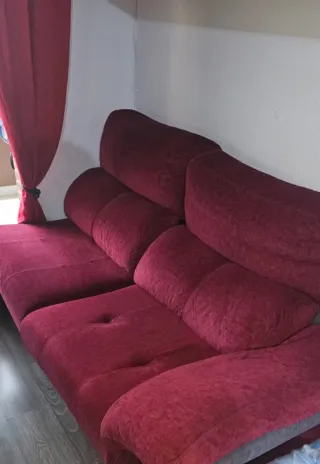Sofá Chaise Longue Rojo y Gris