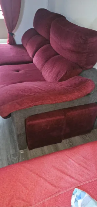 Sofá Chaise Longue Rojo y Gris