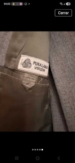 Traje de lana 100% caballero gris con raya azul.