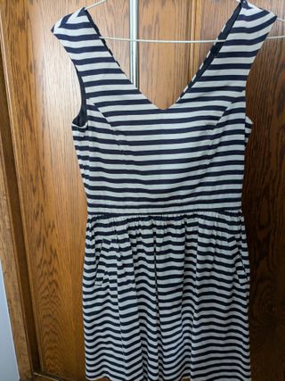 Vestido Zara Talla XS Rayas Azul Marino y Blanco
