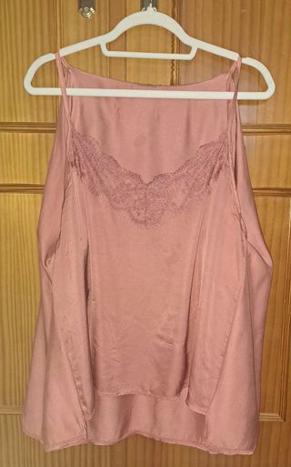 Camisa satinada rosa palo / salmón