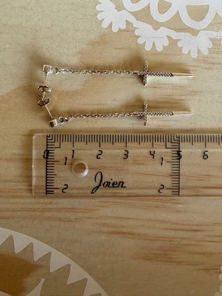 Pendientes Plata 925 Largos Cruz